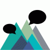 Coaching icon: mountains and speech balloons