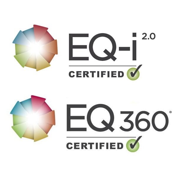 EQ-i 2.0 certified trainer logo and also the EQ 360 Certified Trainer logo below it.