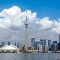 City of Toronto skyline on a sunny blue day.