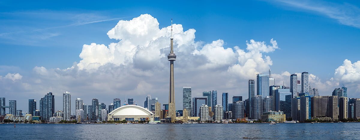 City of Toronto skyline on a sunny blue day.