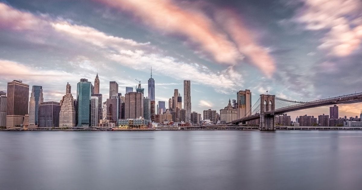 The sun rises, and a new year starts, over Manhattan.