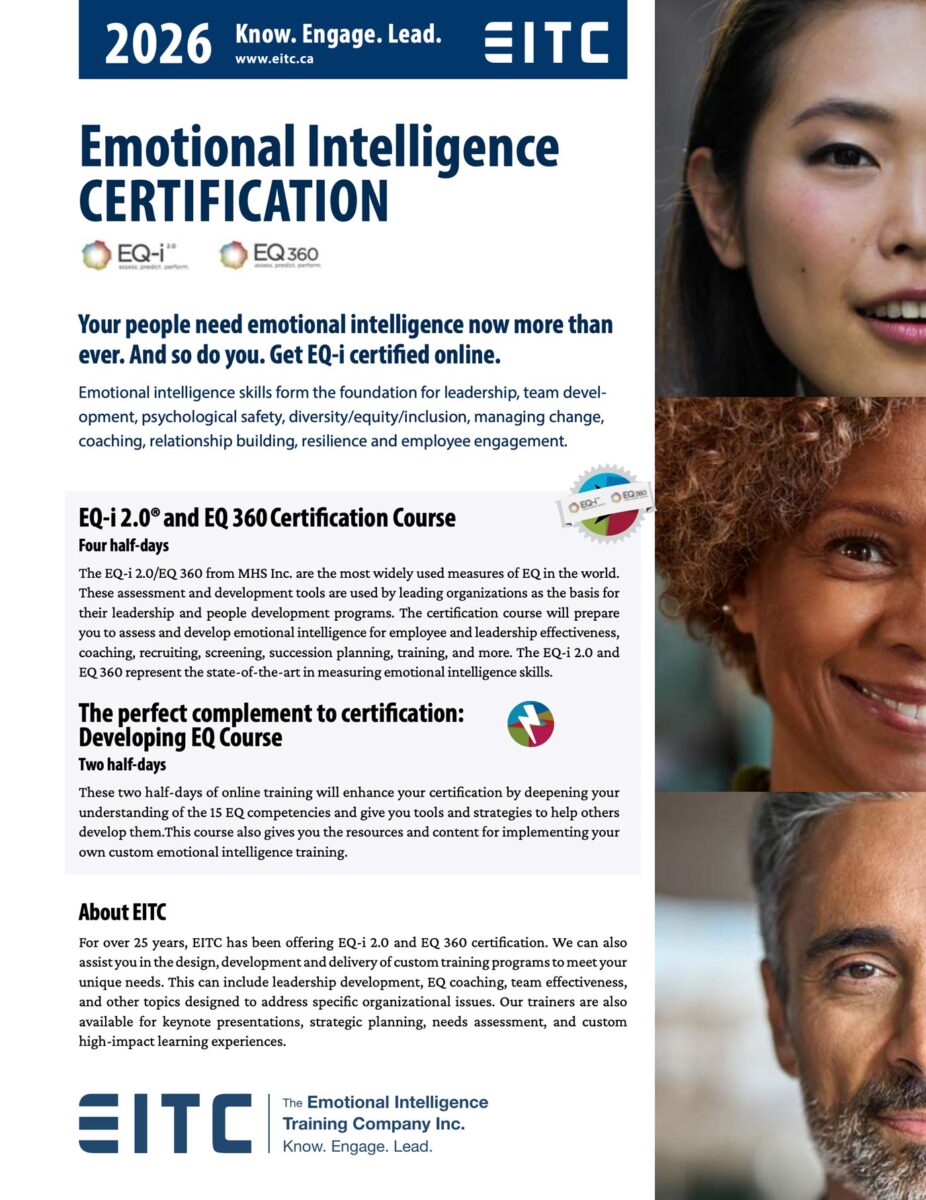 Emotional intelligence training and certifcation brochure with 2026 dates.
