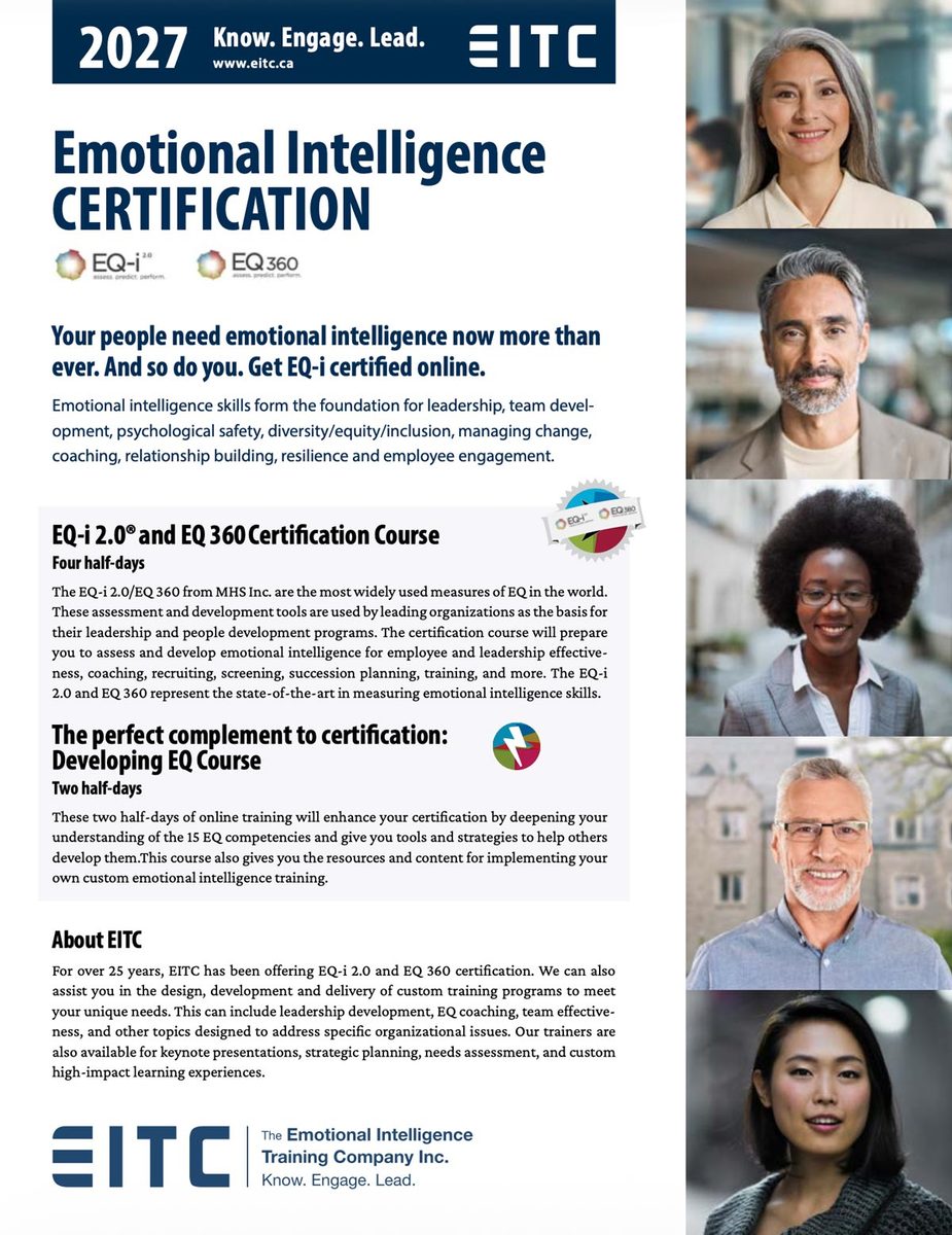 Brochure cover: Your people need emotional intelligence now more than
ever. And so do you. Get EQ-i certified online.